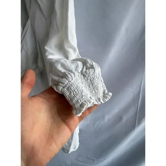 Michael Kors White Linen Tie Front Dress Size M with Zipper Chipping - Picture 11 of 11